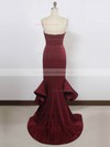 Silk-like Satin Trumpet/Mermaid Strapless Sweep Train with Ruffles Prom Dresses #JCD020104250