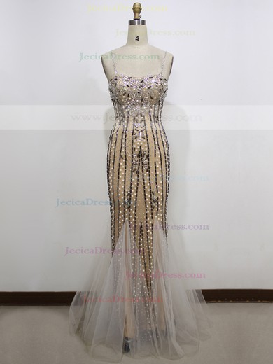 Tulle Trumpet/Mermaid Sweetheart Floor-length with Crystal Detailing Prom Dresses #JCD020104253