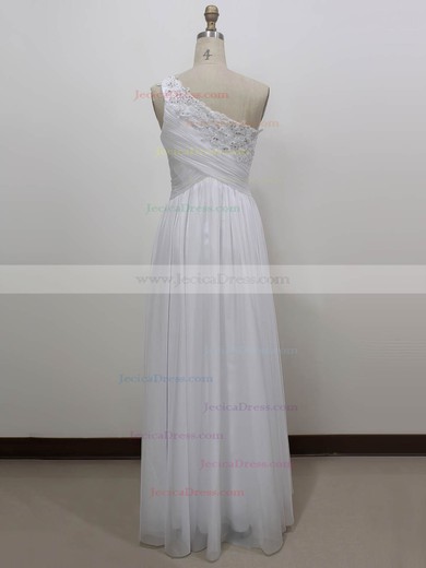Chiffon A-line One Shoulder Floor-length with Appliques Lace Prom Dresses #JCD020104265