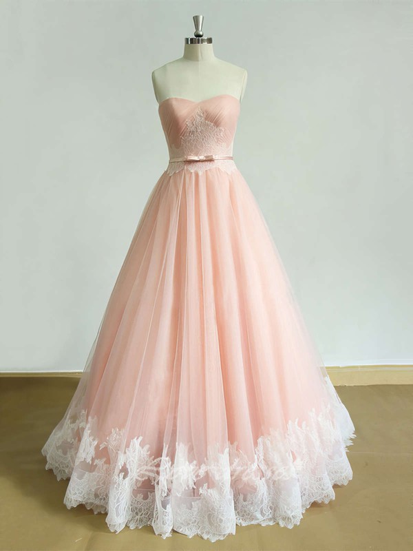 Tulle Ball Gown Sweetheart Floor-length with Sashes / Ribbons Prom Dresses #JCD020104350