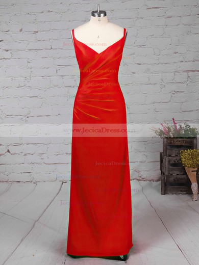 Jersey Sheath/Column V-neck Ankle-length with Split Front Prom Dresses #JCD020104358