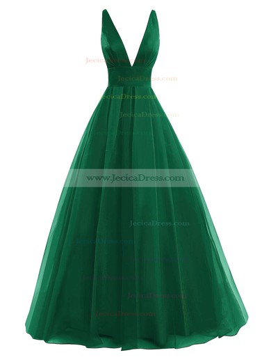 Tulle Ball Gown V-neck Floor-length with Ruffles Prom Dresses #JCD020104367