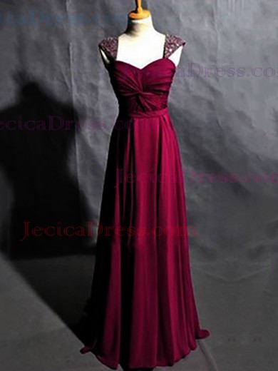Chiffon A-line Sweetheart Floor-length with Criss Cross Prom Dresses #JCD020104375