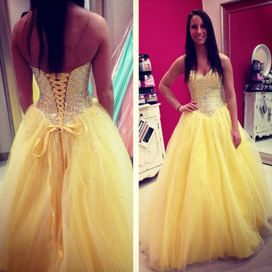 Tulle Ball Gown Sweetheart Floor-length with Crystal Detailing Prom Dresses #JCD020104377