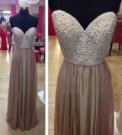 Chiffon A-line V-neck Floor-length with Crystal Detailing Prom Dresses #JCD020104392