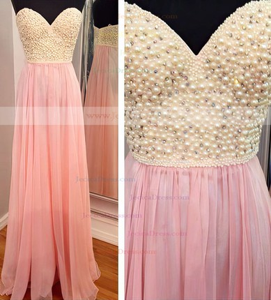 Chiffon A-line V-neck Floor-length with Crystal Detailing Prom Dresses #JCD020104392