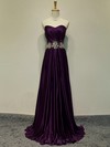 Silk-like Satin A-line Sweetheart Sweep Train with Crystal Detailing Prom Dresses #JCD020104394