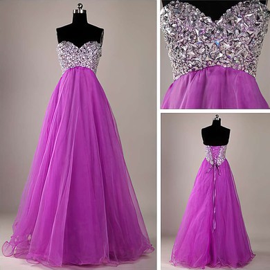 Organza Princess Sweetheart Floor-length with Crystal Detailing Prom Dresses #JCD020104403