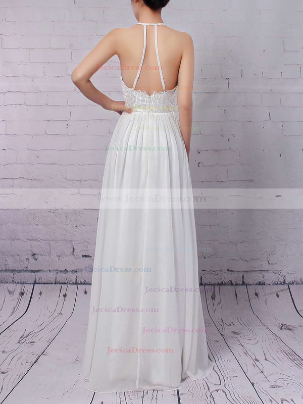 Chiffon A-line V-neck Floor-length with Appliques Lace Prom Dresses #JCD020104412