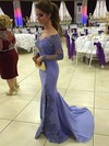 Tulle Silk-like Satin Trumpet/Mermaid Off-the-shoulder Sweep Train with Split Front Prom Dresses #JCD020104465