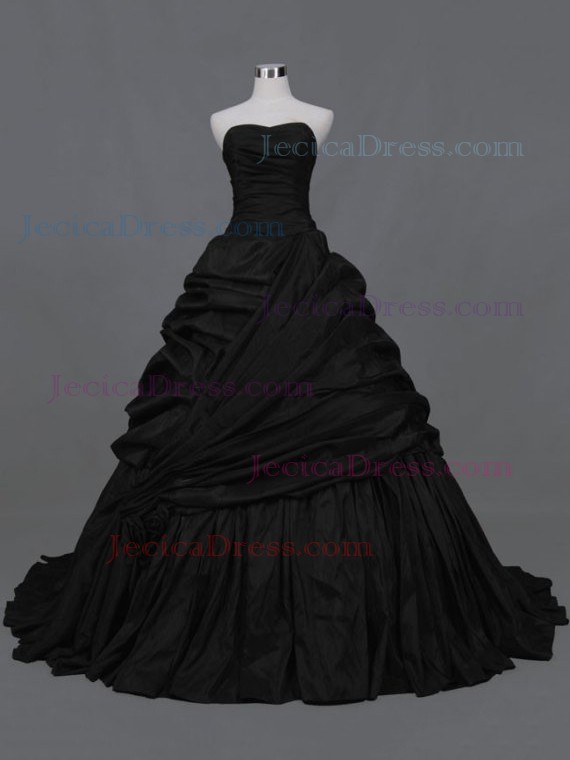 Taffeta Ball Gown Strapless Court Train with Pick-Ups Prom Dresses #JCD020104473