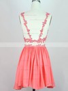 Chiffon Tulle A-line V-neck Short/Mini with Beading Prom Dresses #JCD020104135