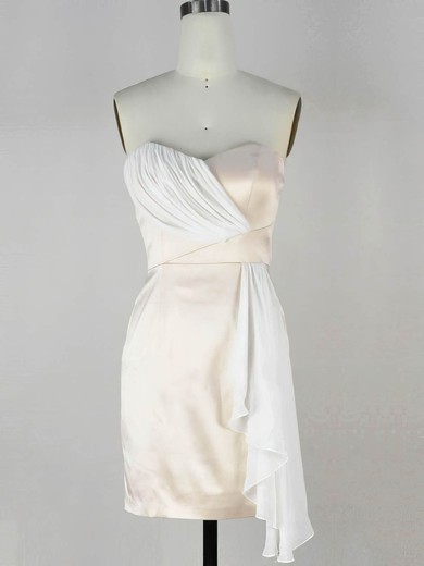 Chiffon Silk-like Satin Sheath/Column Sweetheart Short/Mini with Ruffles Prom Dresses #JCD020104137