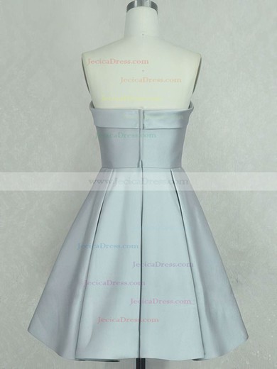 Satin A-line Strapless Short/Mini with Ruffles Prom Dresses #JCD020104138