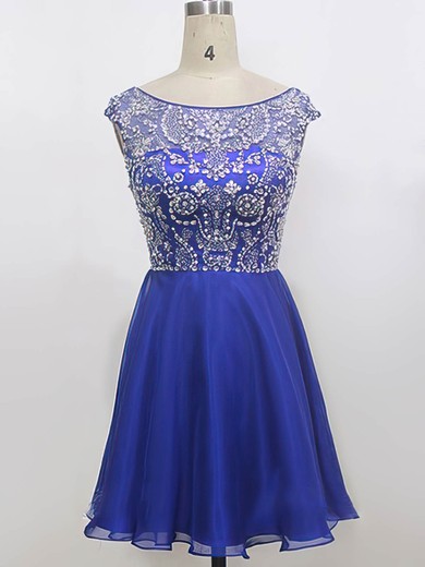 Chiffon Tulle A-line Scoop Neck Short/Mini with Beading Prom Dresses #JCD020104143