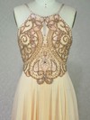Chiffon A-line Scoop Neck Floor-length with Beading Prom Dresses #JCD020104278