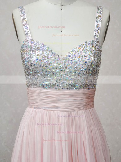 Chiffon A-line V-neck Floor-length with Crystal Detailing Prom Dresses #JCD020104282