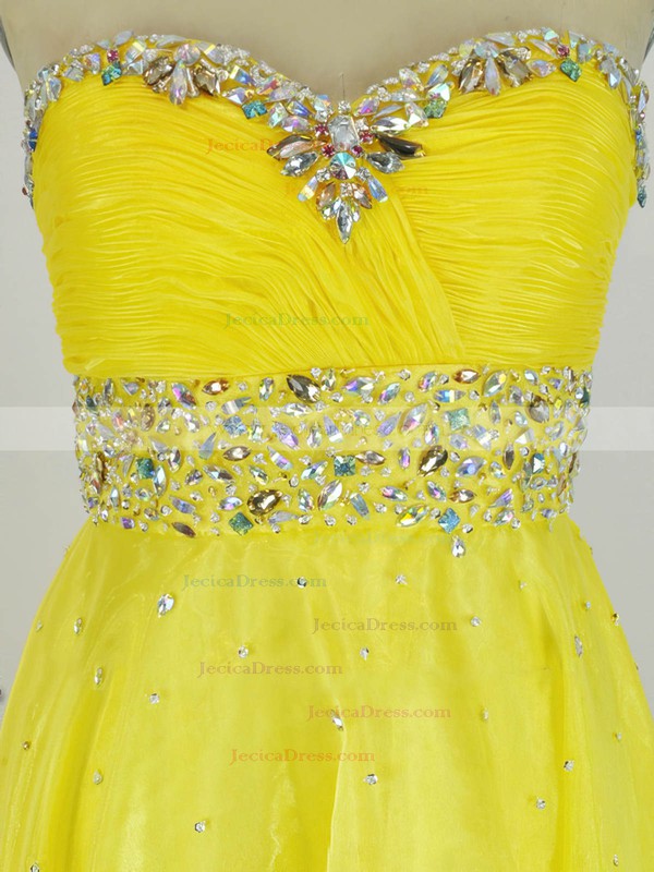 Chiffon A-line Sweetheart Asymmetrical with Crystal Detailing Prom Dresses #JCD020104284