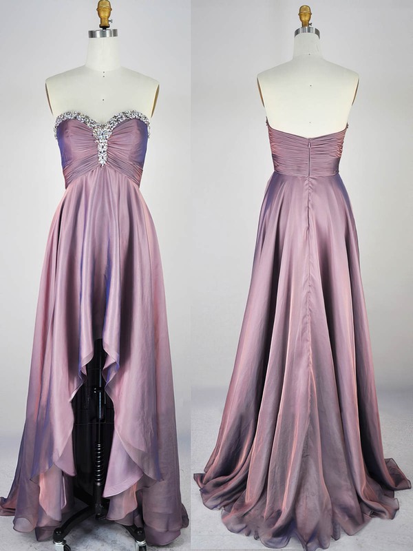 Chiffon A-line Sweetheart Asymmetrical with Crystal Detailing Prom Dresses #JCD020104291