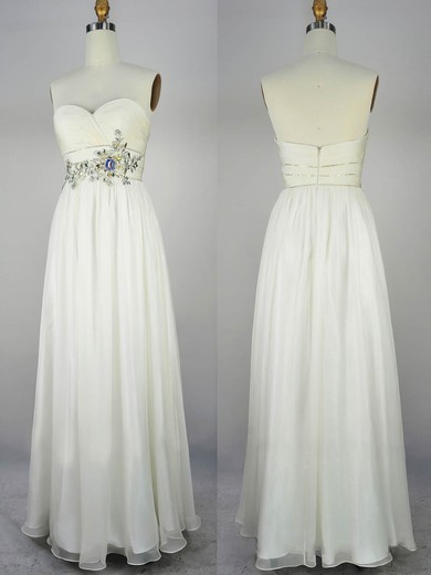 Chiffon A-line Sweetheart Floor-length with Crystal Detailing Prom Dresses #JCD020104313