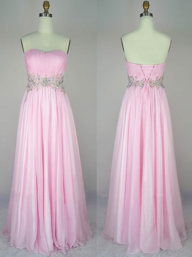 Chiffon Empire Sweetheart Floor-length with Crystal Detailing Prom Dresses #JCD020104316