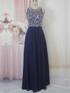 Chiffon Tulle A-line Scoop Neck Floor-length with Beading Prom Dresses #JCD020104331