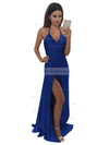 Hot V-neck A-line Silk-like Satin Floor-length with Split Front Prom Dress #JCD020104588