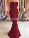 Trumpet/Mermaid Sweetheart Silk-like Satin with Appliques Lace Prom Dress #JCD020104580