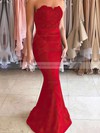Trumpet/Mermaid Sweetheart Silk-like Satin with Appliques Lace Prom Dress #JCD020104580