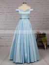 Ball Gown Off-the-shoulder Satin with Beading Floor-length Prom Dress #JCD020104578
