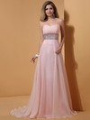 Pink Chiffon A-line Beading Sweetheart Top Prom Dress #JCD02014336