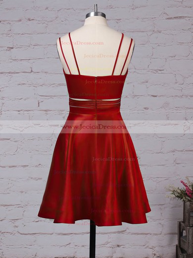 Satin A-line V-neck Short/Mini Pockets Prom Dresses #JCD020106288