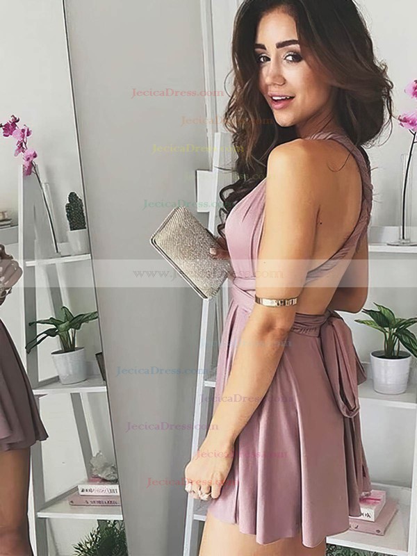 Jersey A-line V-neck Short/Mini Prom Dresses #JCD020106316