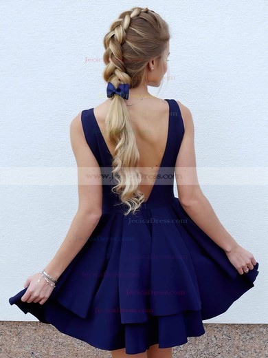 Silk-like Satin Princess V-neck Short/Mini Tiered Prom Dresses #JCD020106325