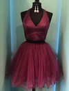 Satin Tulle Ball Gown Halter Short/Mini Prom Dresses #JCD020106326