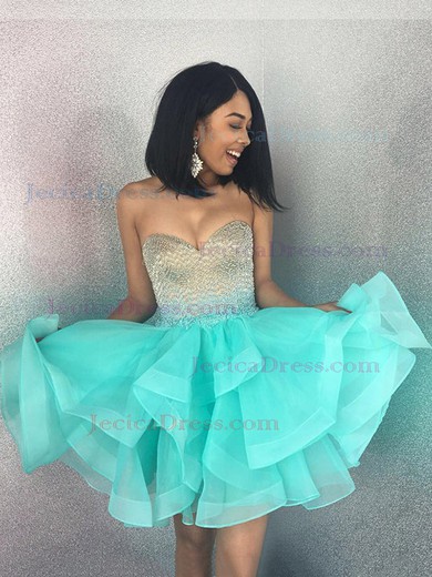 Organza Princess Sweetheart Short/Mini Beading Prom Dresses #JCD020106338
