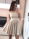 Silk-like Satin A-line V-neck Short/Mini Prom Dresses #JCD020106344