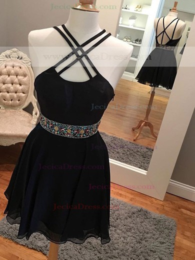 Chiffon A-line V-neck Short/Mini Beading Prom Dresses #JCD020106355