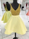 Satin Princess V-neck Short/Mini Beading Prom Dresses #JCD020106358