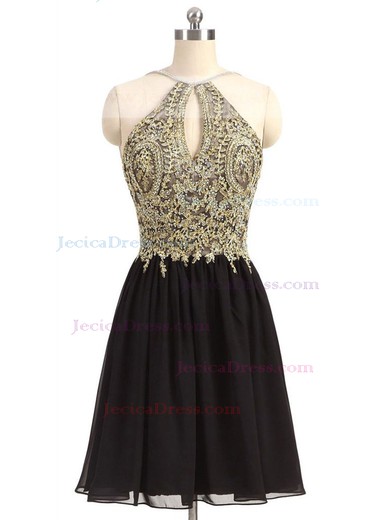 Chiffon Tulle A-line Halter Short/Mini Beading Prom Dresses #JCD020106360