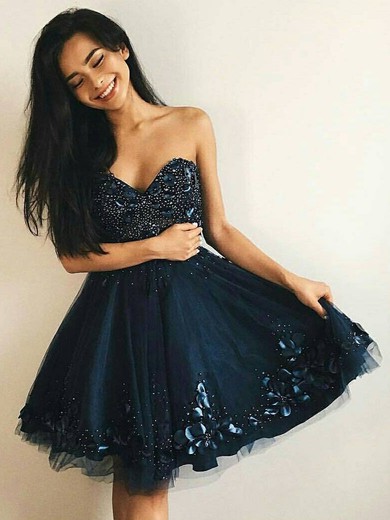 Tulle Princess Sweetheart Short/Mini Beading Prom Dresses #JCD020106362