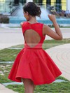 Satin A-line V-neck Short/Mini Ruffles Prom Dresses #JCD020106370