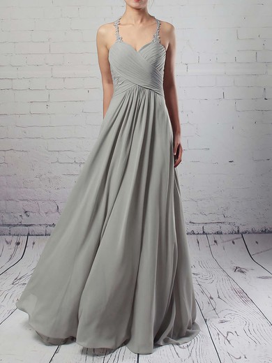 Chiffon Tulle Empire V-neck Floor-length Ruffles Bridesmaid Dresses #JCD01013463