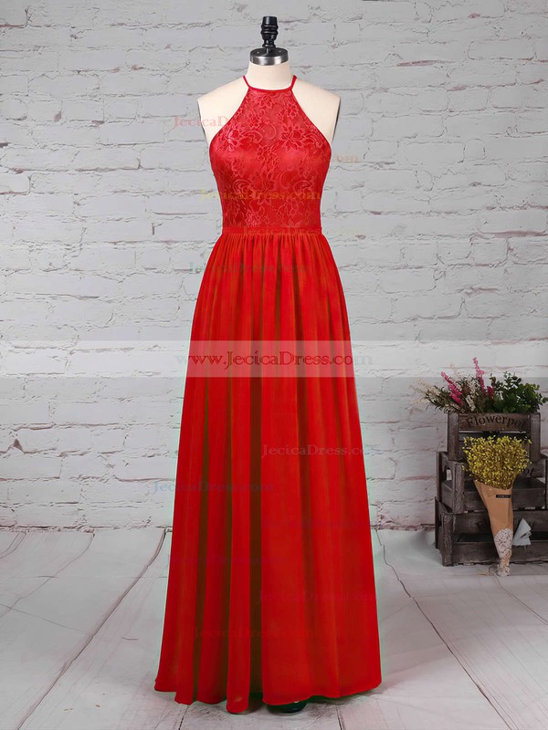 Lace Chiffon A-line Scoop Neck Floor-length Sashes / Ribbons Bridesmaid Dresses #JCD01013468
