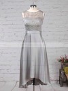 Lace Satin Chiffon A-line Scoop Neck Asymmetrical Sashes / Ribbons Bridesmaid Dresses #JCD01013476