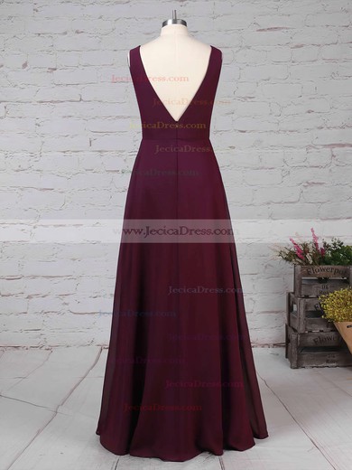 Chiffon Empire V-neck Floor-length Ruffles Bridesmaid Dresses #JCD01013477