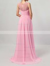 Lace Chiffon A-line Scoop Neck Floor-length Ruffles Bridesmaid Dresses #JCD01013478