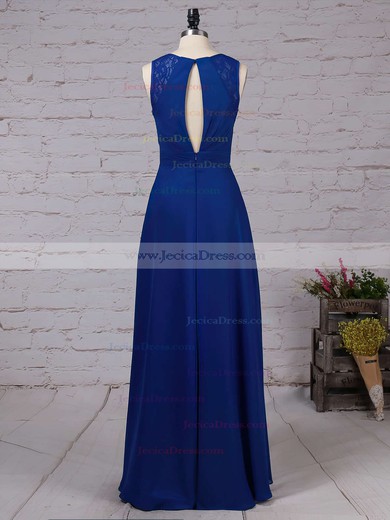 Chiffon A-line V-neck Floor-length Lace Bridesmaid Dresses #JCD01013483