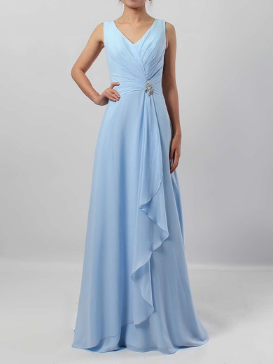 Chiffon A-line V-neck Floor-length Ruffles Bridesmaid Dresses #JCD01013499
