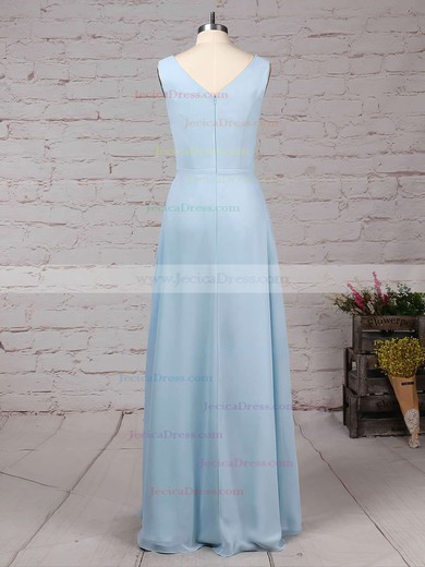 Chiffon A-line V-neck Floor-length Ruffles Bridesmaid Dresses #JCD01013499